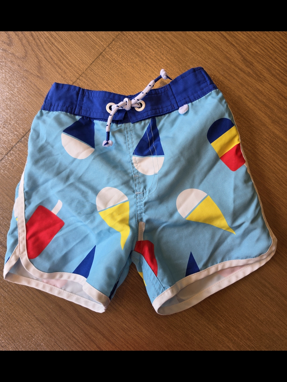 Mini Boden Boys 2-3 Year Light Blue Ice Cream Swim Shorts